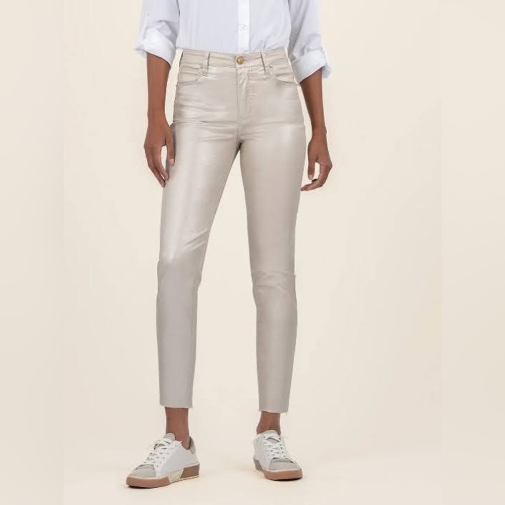 Kut from the Kloth - Charlize Coated High Rise Cigarette Leg - Rose Gold
